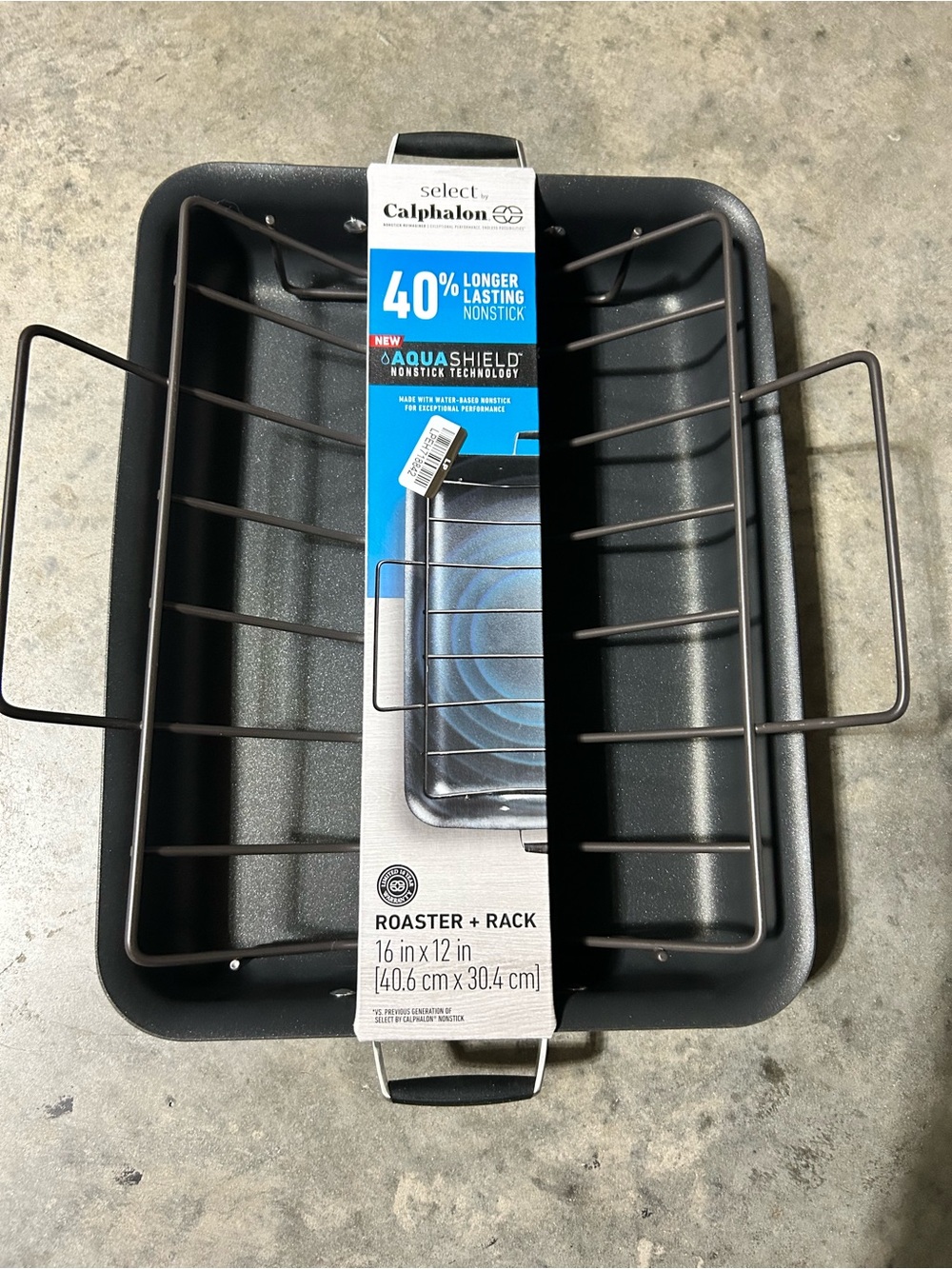 NEW Select by Calphalon 16”x12” Nonstick Roaster with Rack AquaShield